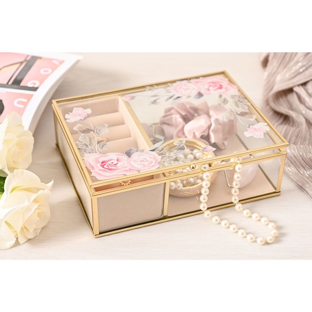 Sophia Classic Floral Glass Jewellery Box – Large3