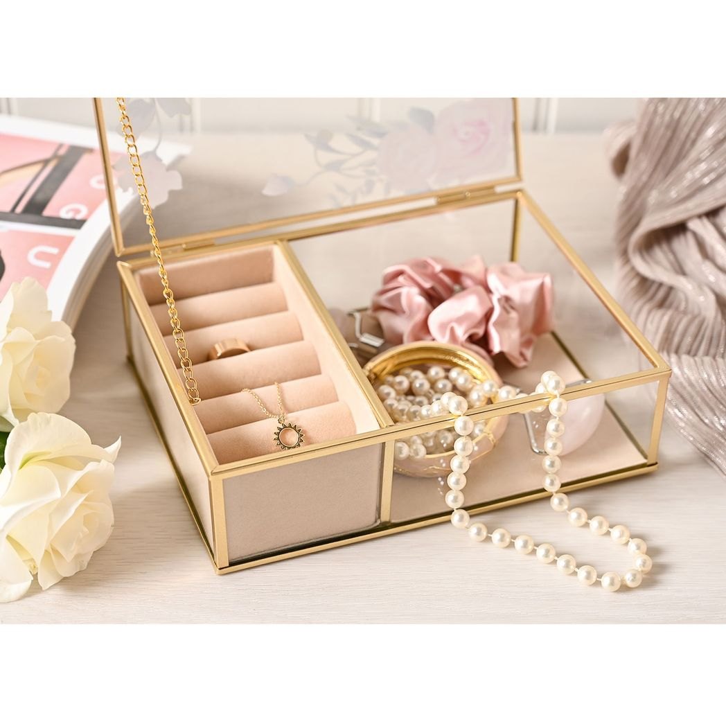 Sophia Classic Floral Glass Jewellery Box – Large4