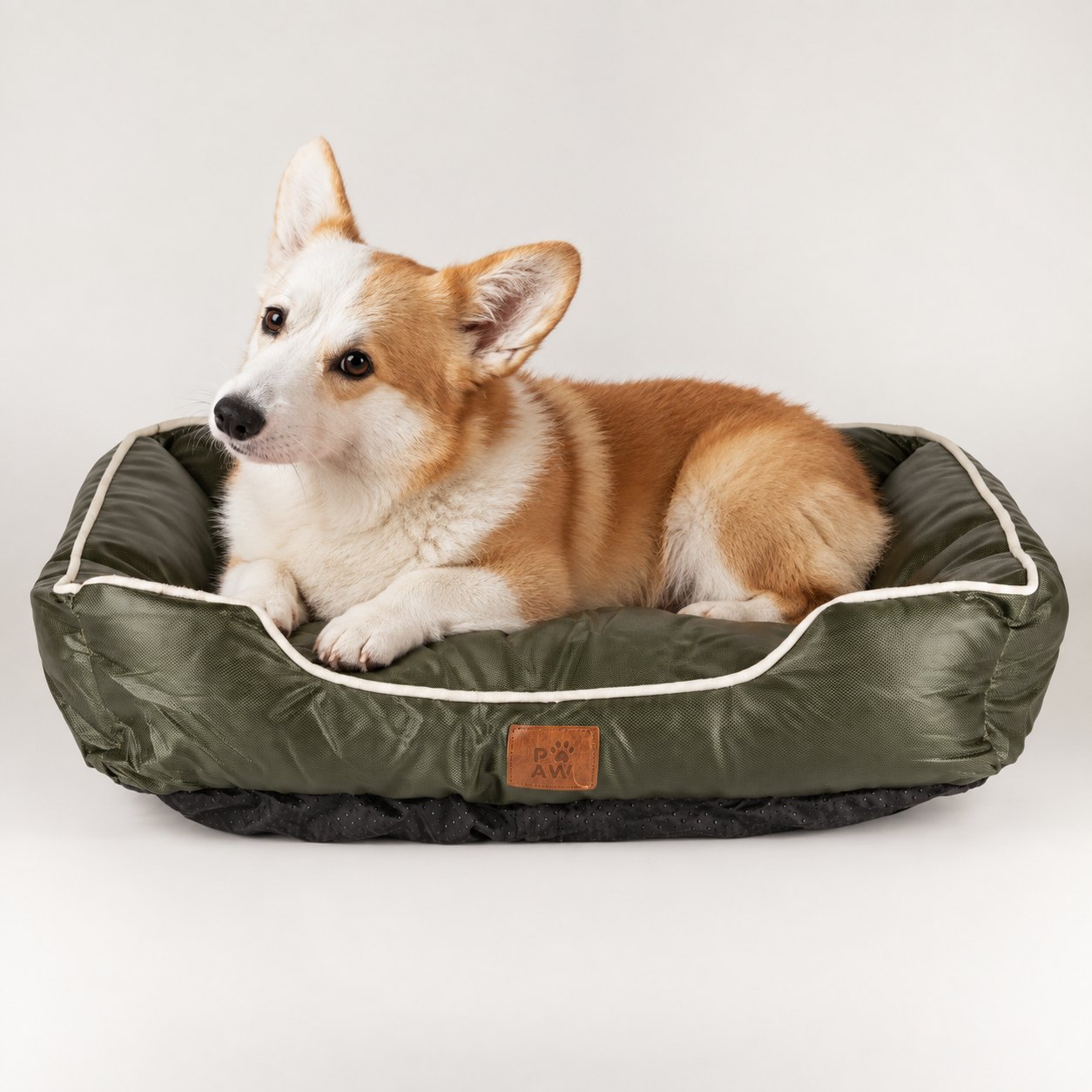 PAW Small Khaki Green Pet Bed – 60 x 50 x 15cm