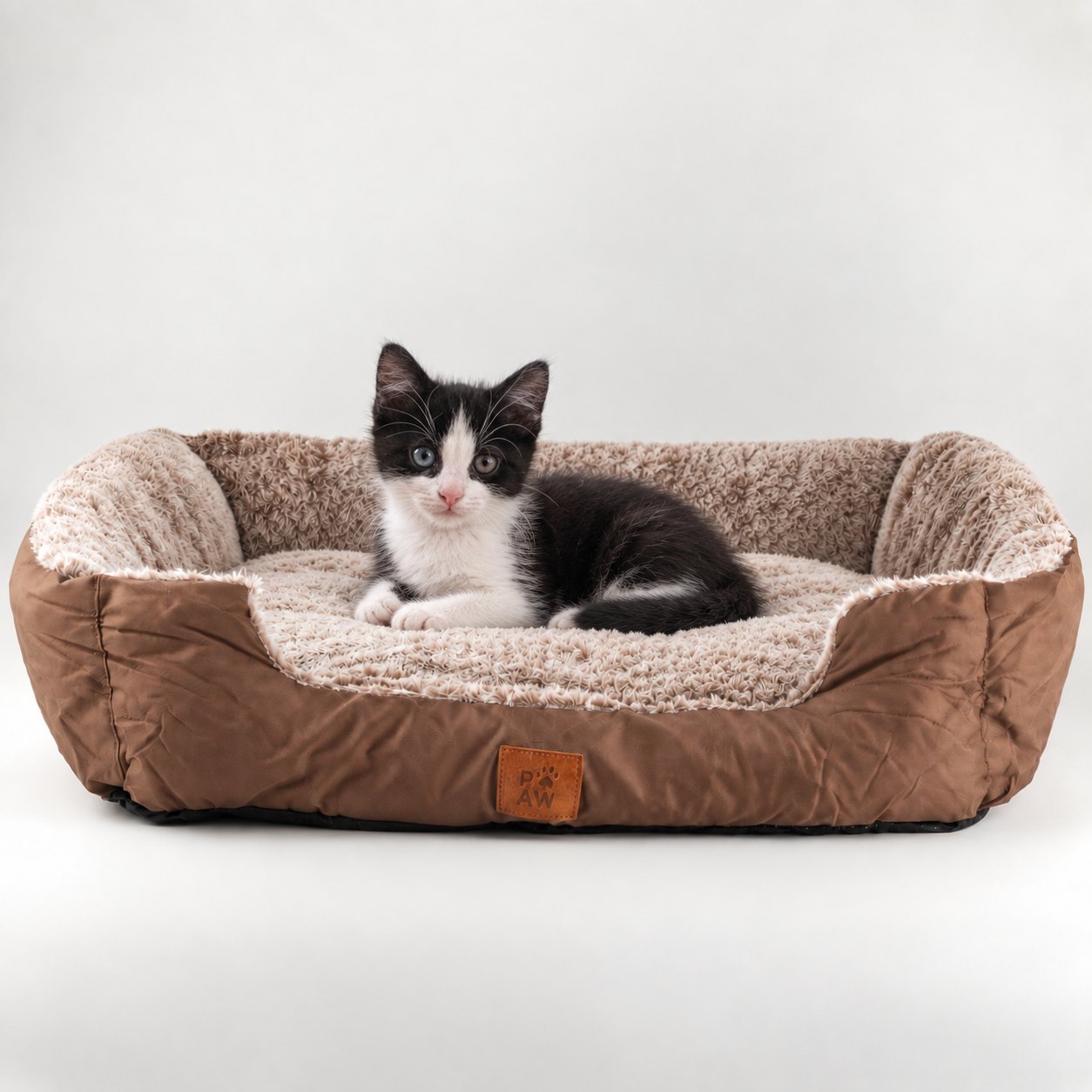 PAW Small Plush Teddy Brown Pet Bed – 60 x 45 x 17cm2
