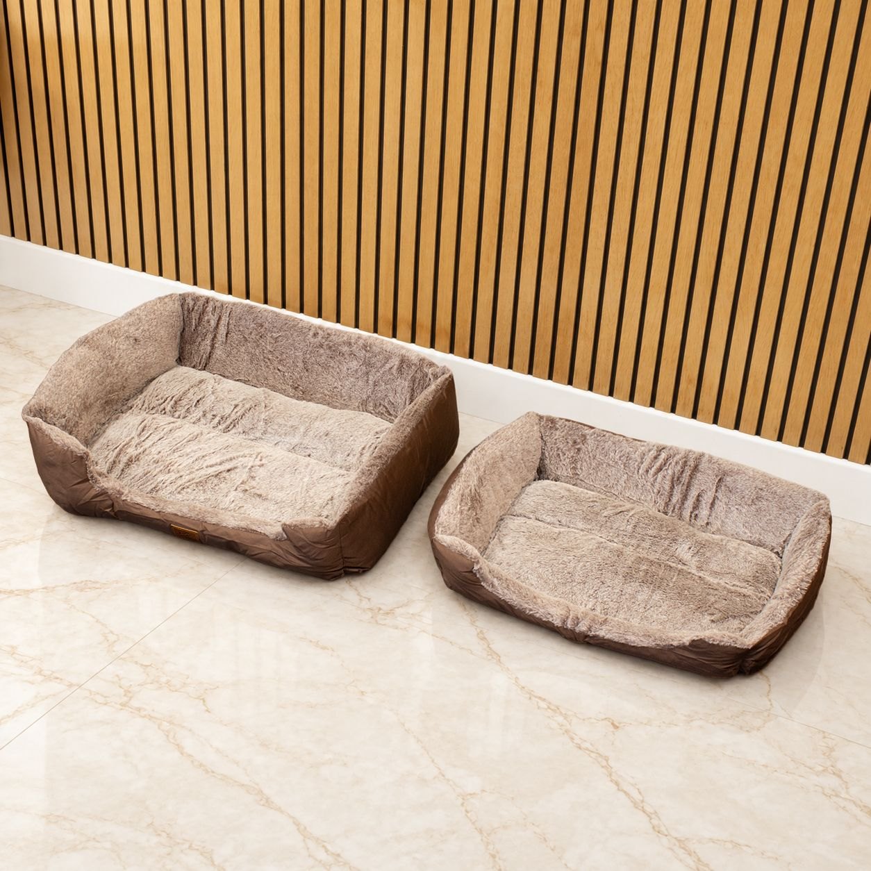 PAW Small Plush Teddy Brown Pet Bed – 60 x 45 x 17cm8