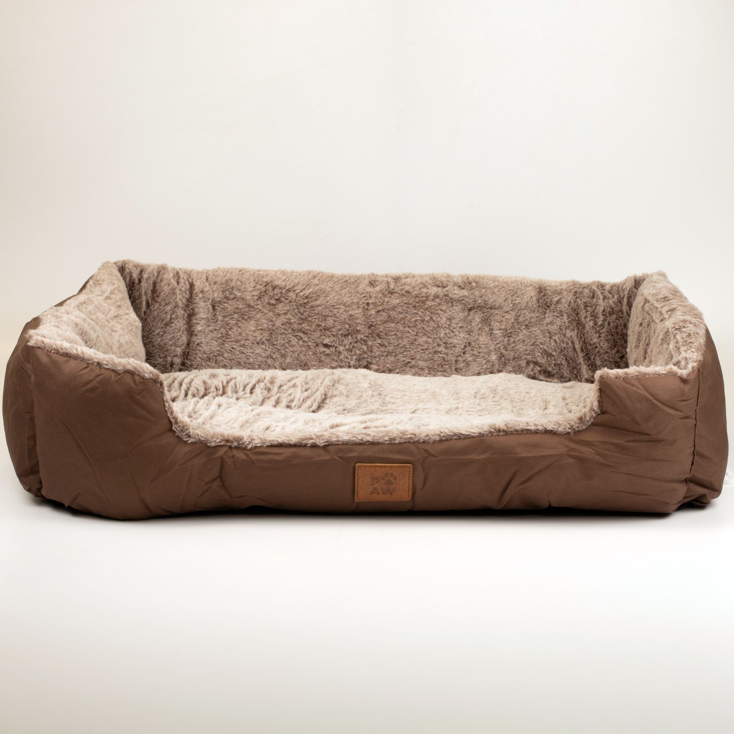 PAW Medium Plush Teddy Brown Pet Bed – 70 x 55 x 18cm1