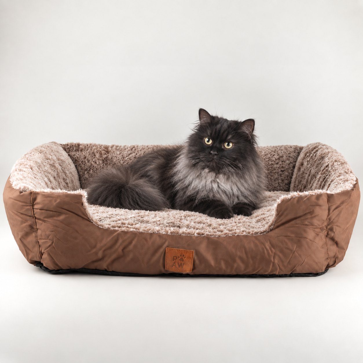 PAW Medium Plush Teddy Brown Pet Bed – 70 x 55 x 18cm2