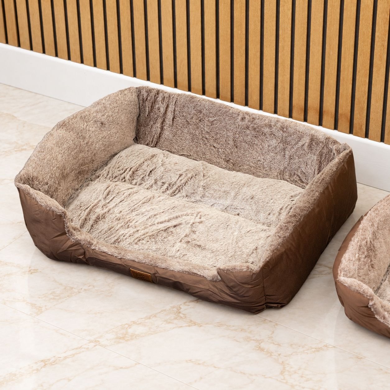 PAW Medium Plush Teddy Brown Pet Bed – 70 x 55 x 18cm7