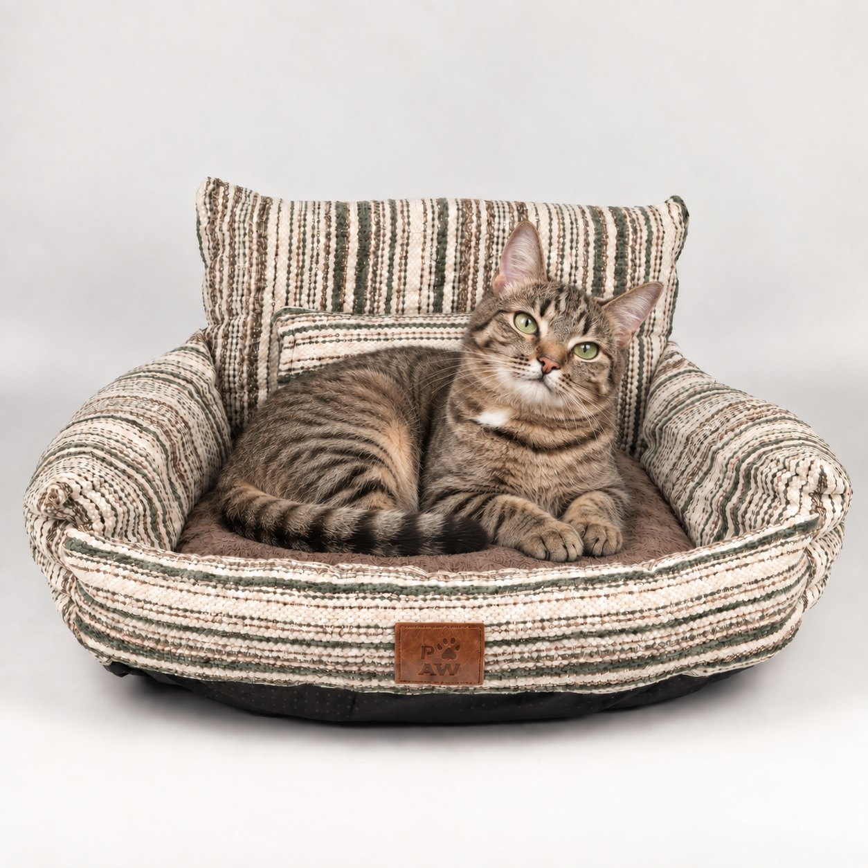 PAW Small Brown Stripe Sofa Pet Bed – 50 x 50 x 26cm2