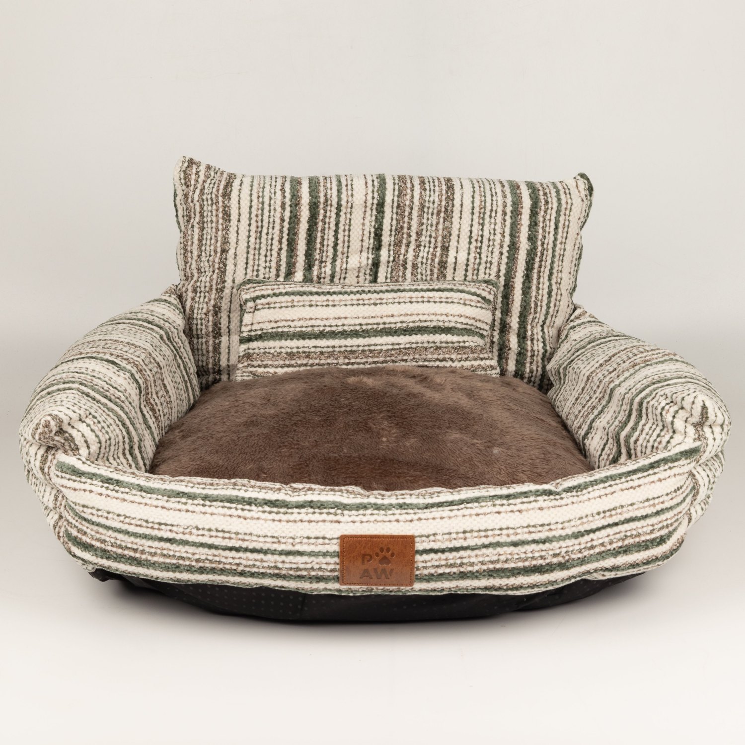 PAW Small Brown Stripe Sofa Pet Bed – 50 x 50 x 26cm4