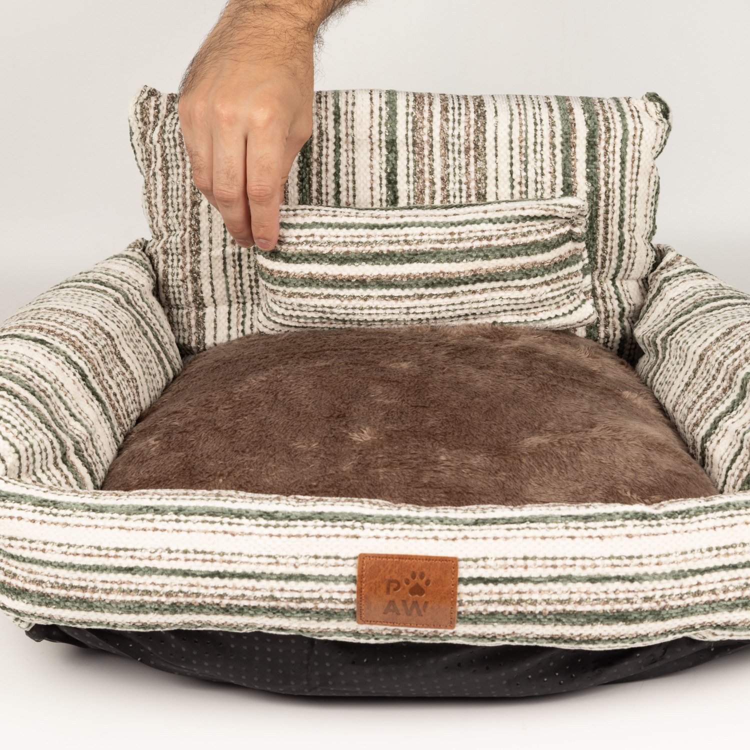 PAW Small Brown Stripe Sofa Pet Bed – 50 x 50 x 26cm6