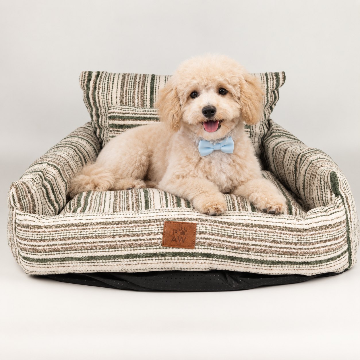 PAW Medium Brown Stripe Sofa Pet Bed – 60 x 60 x 28cm