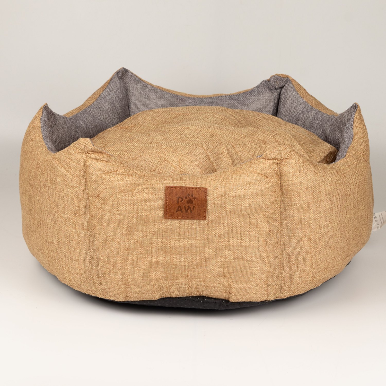 PAW Small Royal Crown Sand & Grey Pet Bed – 50 x 50 x 26cm1