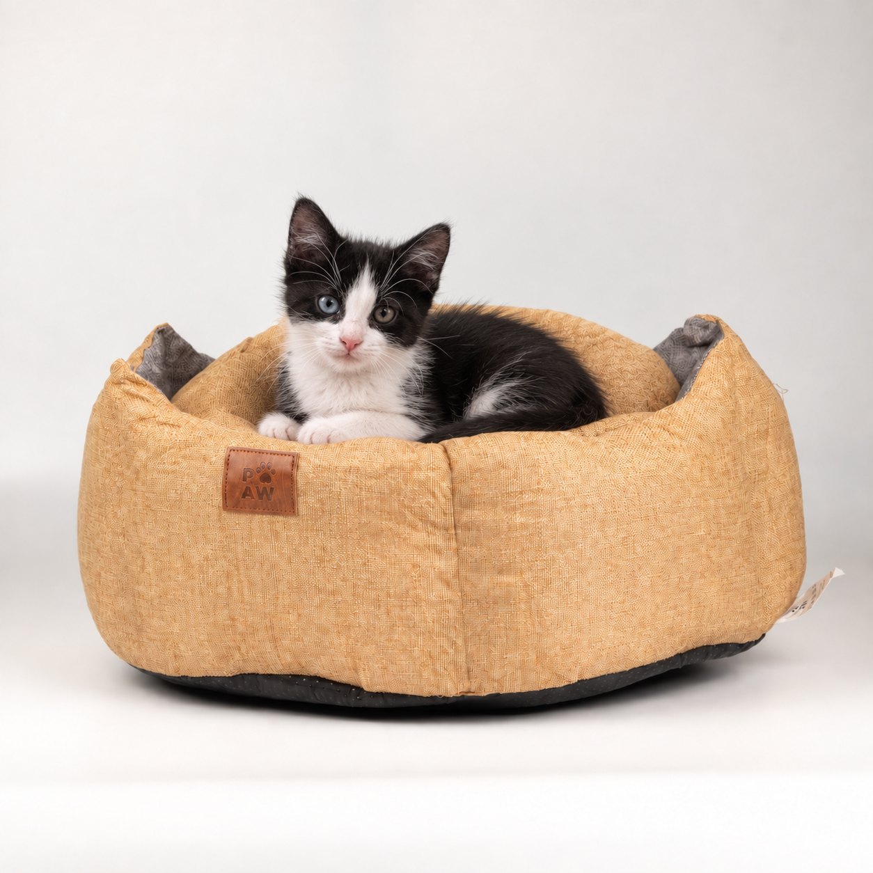 PAW Small Royal Crown Sand & Grey Pet Bed – 50 x 50 x 26cm2