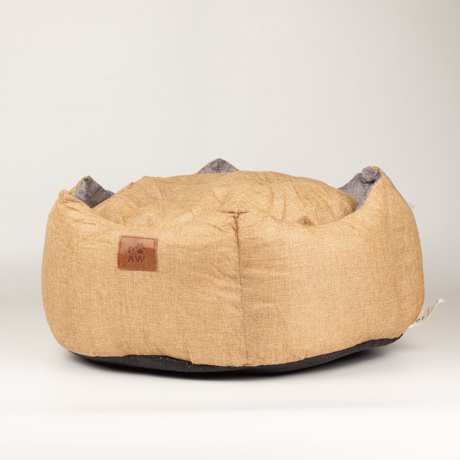 PAW Small Royal Crown Sand & Grey Pet Bed – 50 x 50 x 26cm3