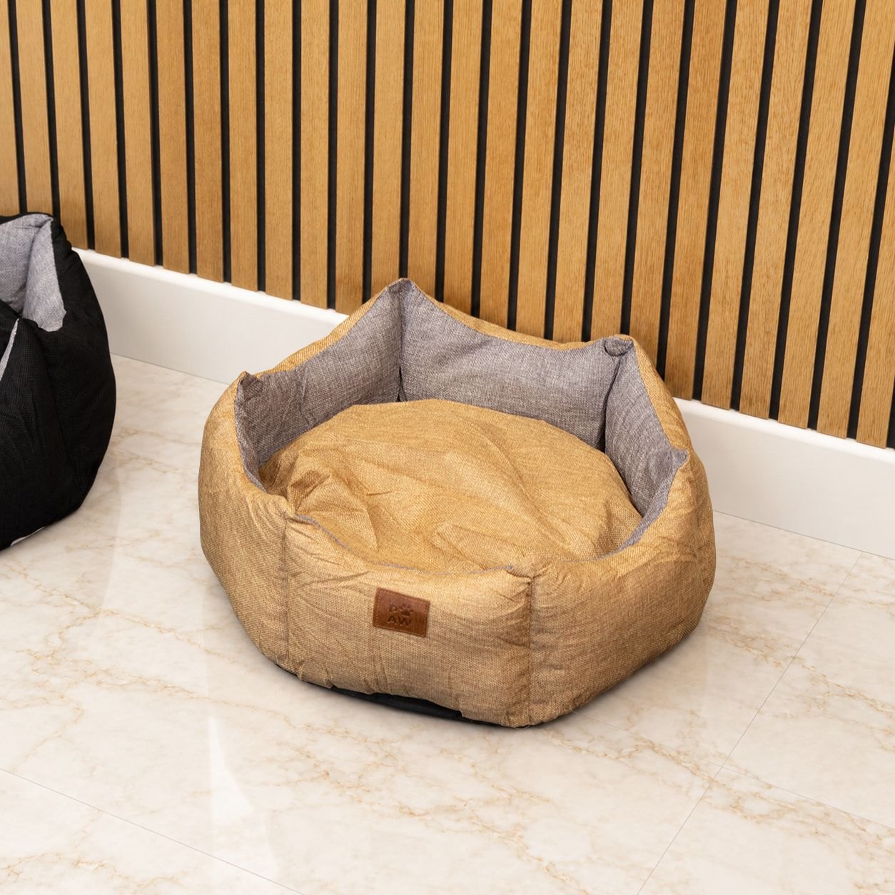 PAW Small Royal Crown Sand & Grey Pet Bed – 50 x 50 x 26cm8