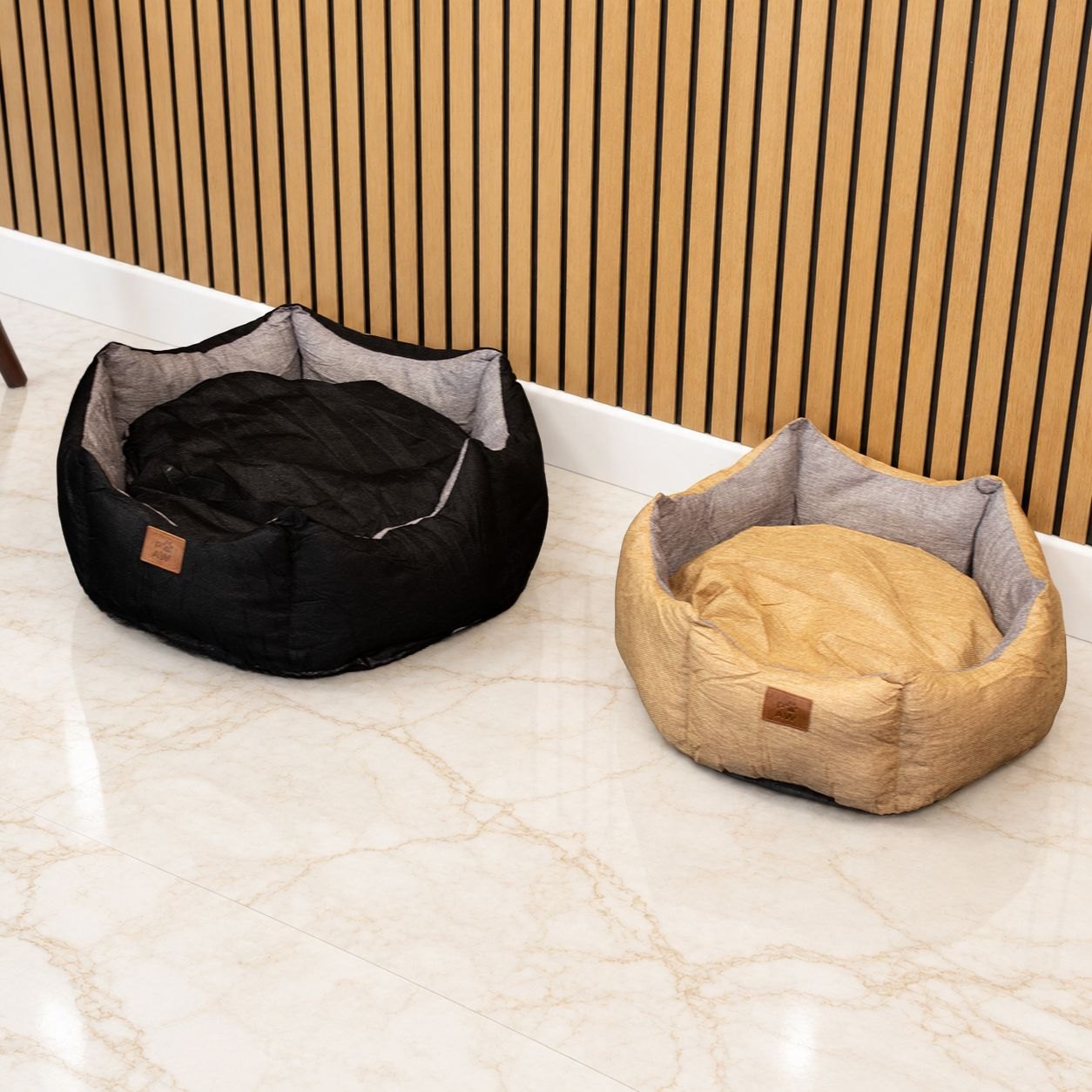 PAW Small Royal Crown Sand & Grey Pet Bed – 50 x 50 x 26cm9