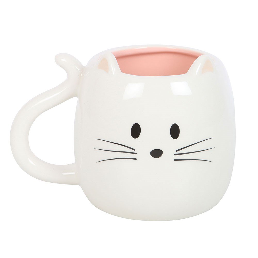 White Cat-Shaped Ceramic Mug (500ml)