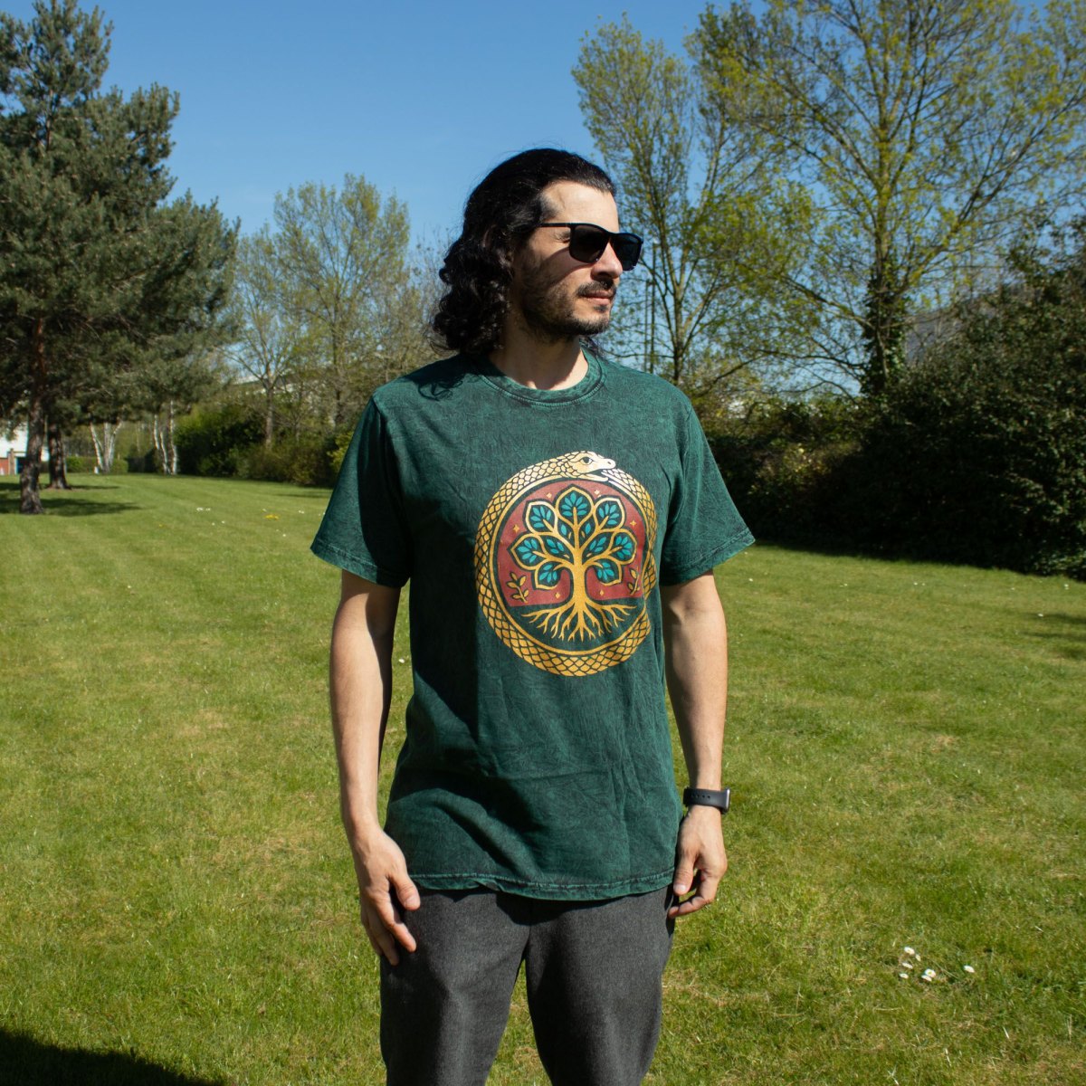 Nomad Sari Tree of Life Stonewashed Cotton T-Shirt – Green – Size M6