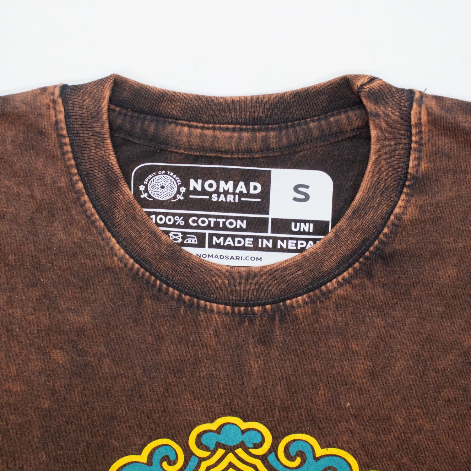 Nomad Sari Sun & Zodiac Stonewashed Cotton T-Shirt – Brown – Size S1