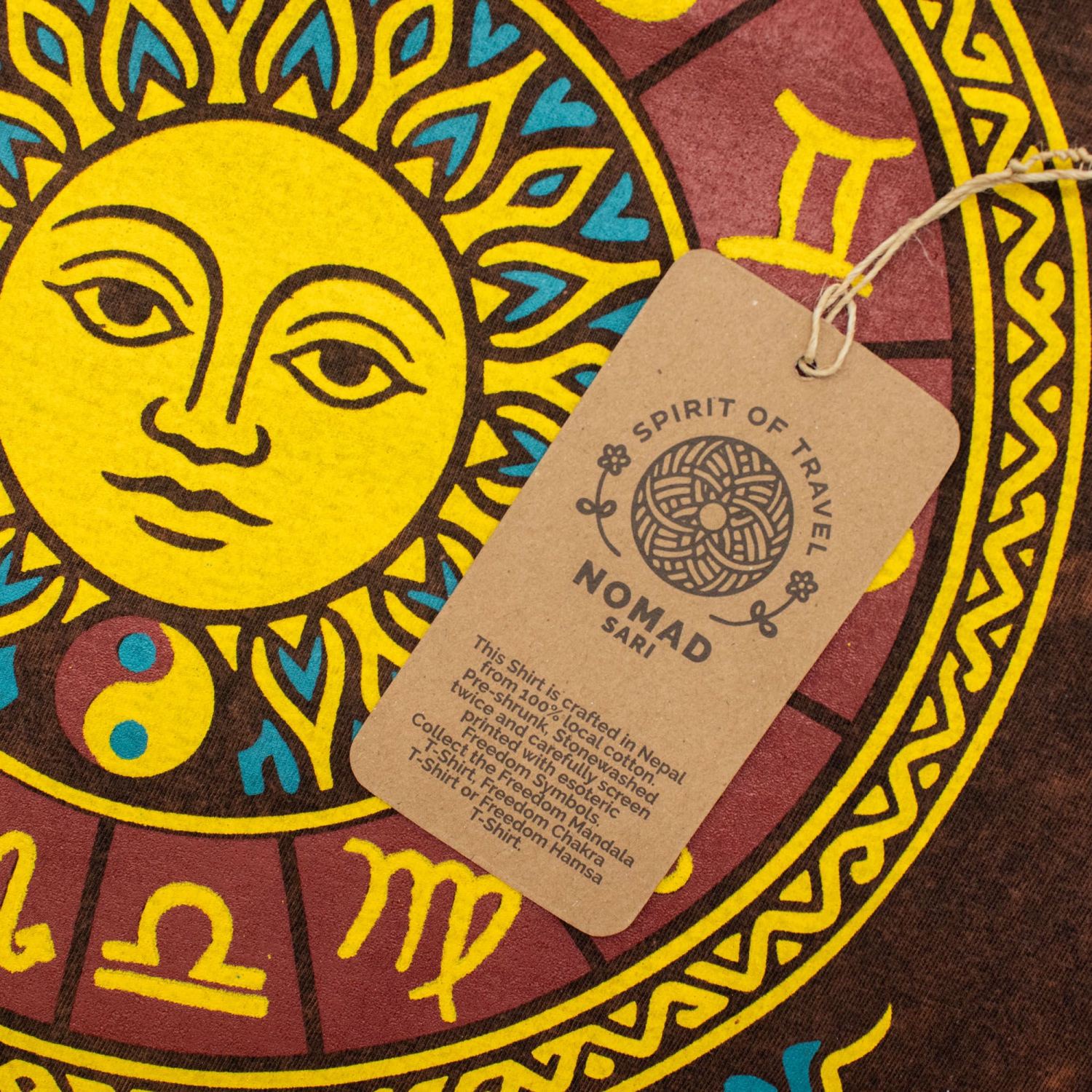 Nomad Sari Sun & Zodiac Stonewashed Cotton T-Shirt – Brown – Size S3