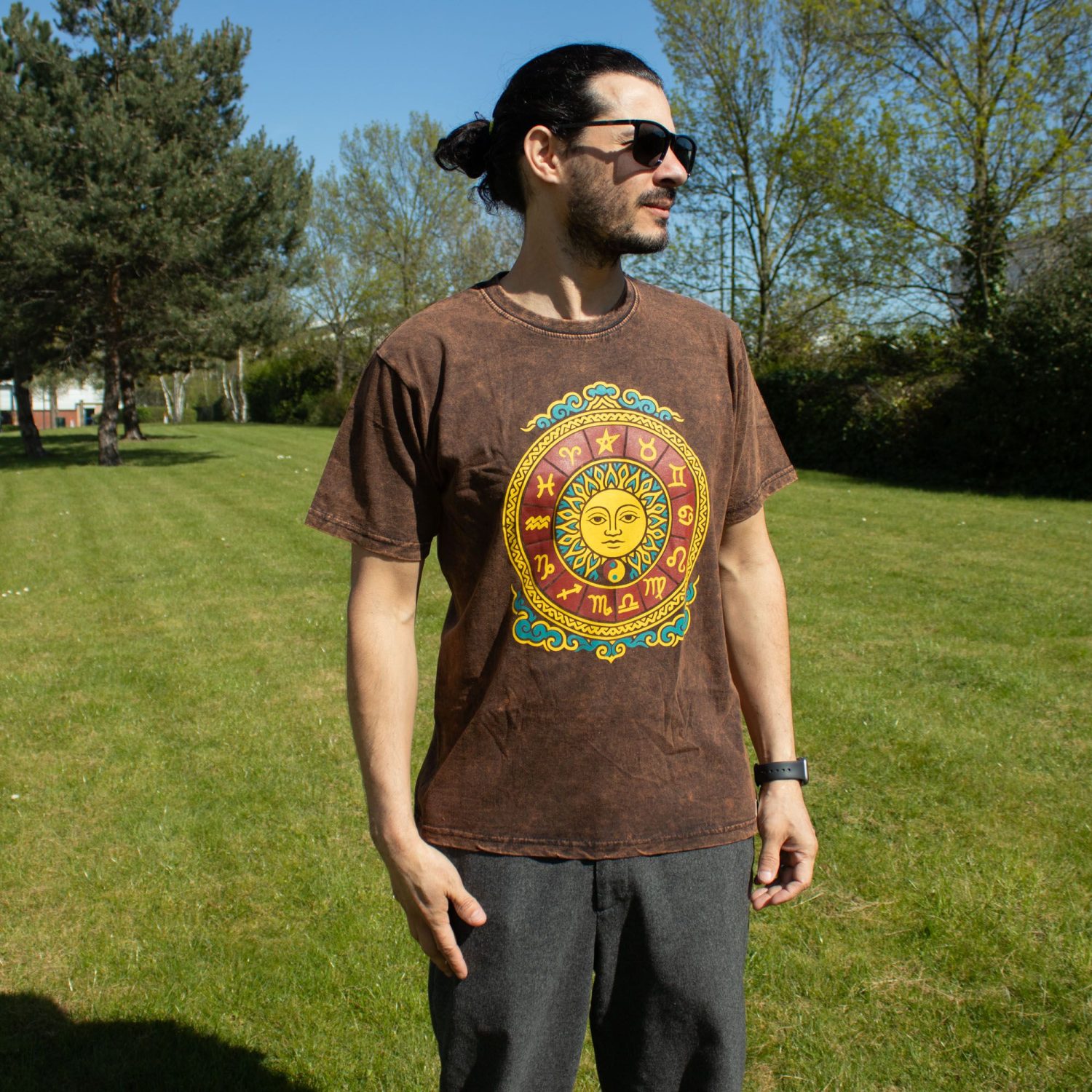 Nomad Sari Sun & Zodiac Stonewashed Cotton T-Shirt – Brown – Size S6
