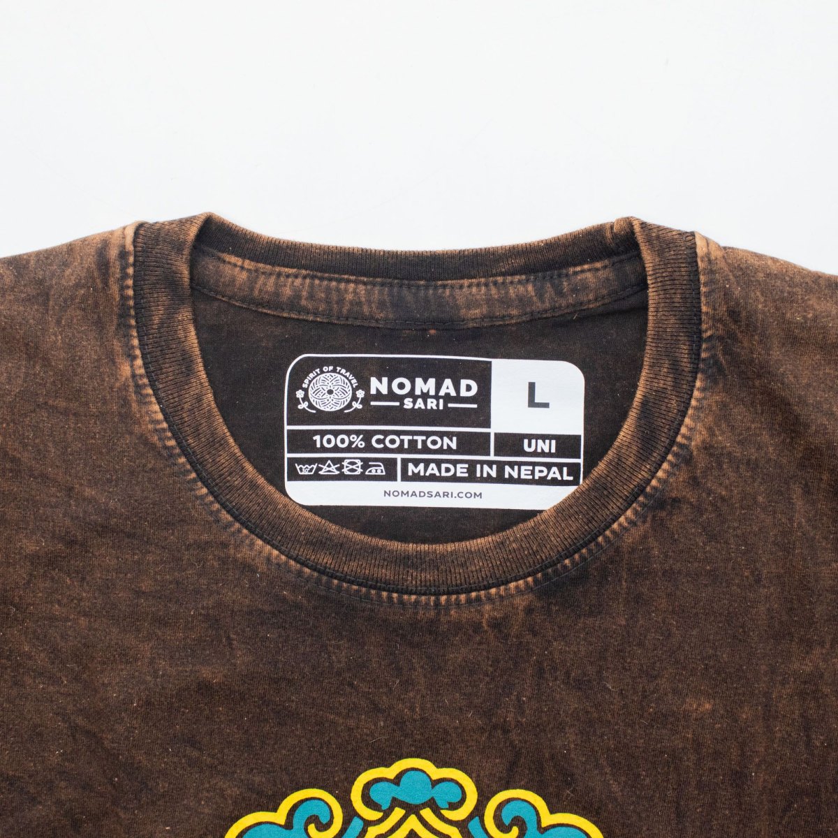 Nomad Sari Sun & Zodiac Stonewashed Cotton T-Shirt – Brown – Size L1