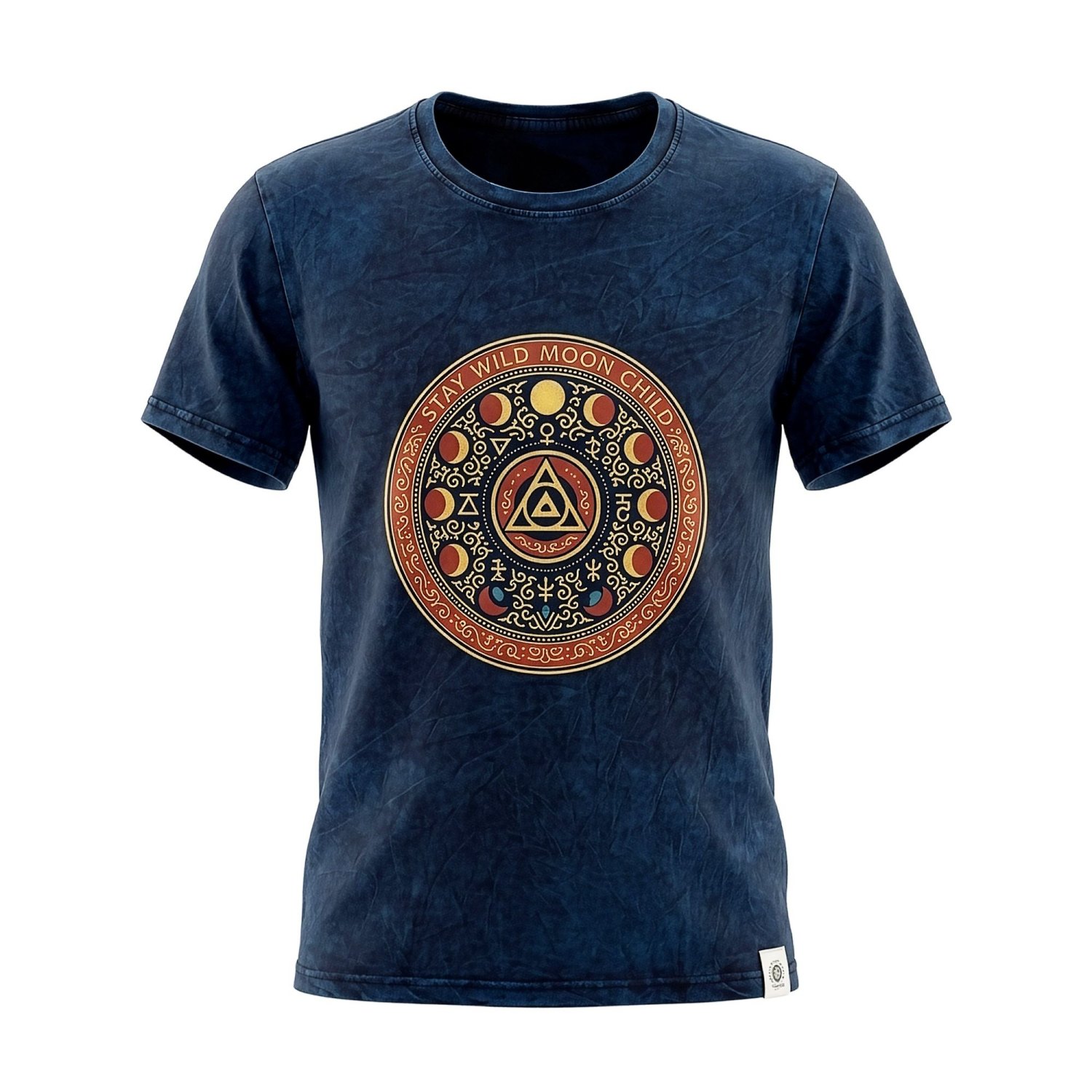 Nomad Sari Stay Wild Moon Child Stonewashed Cotton T-Shirt – Blue