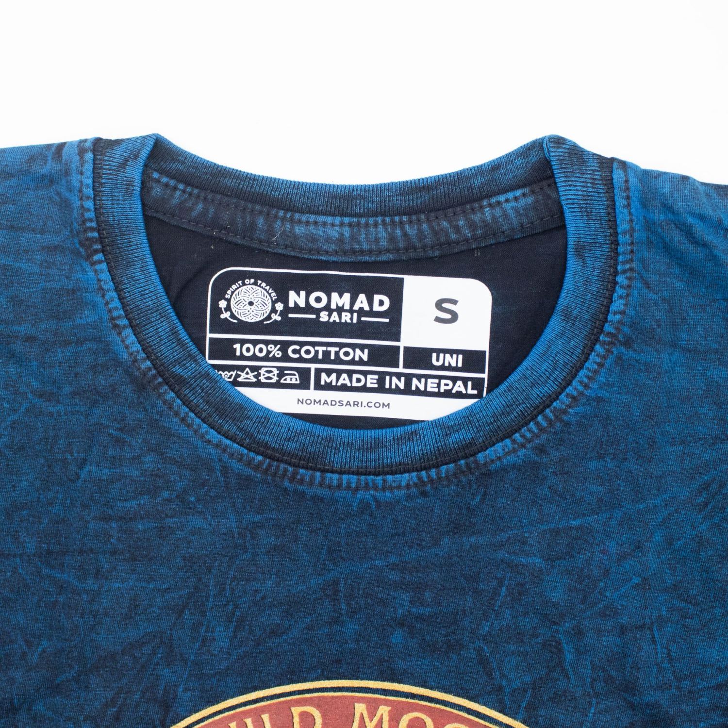 Nomad Sari Stay Wild Moon Child Stonewashed Cotton T-Shirt – Blue – Size S1