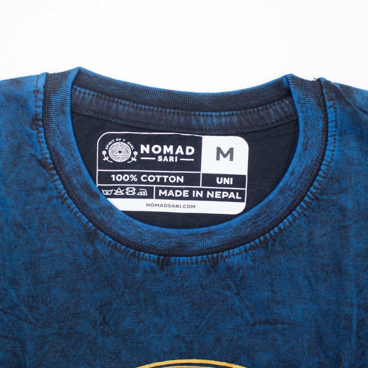 Nomad Sari Stay Wild Moon Child Stonewashed Cotton T-Shirt – Blue – Size M1