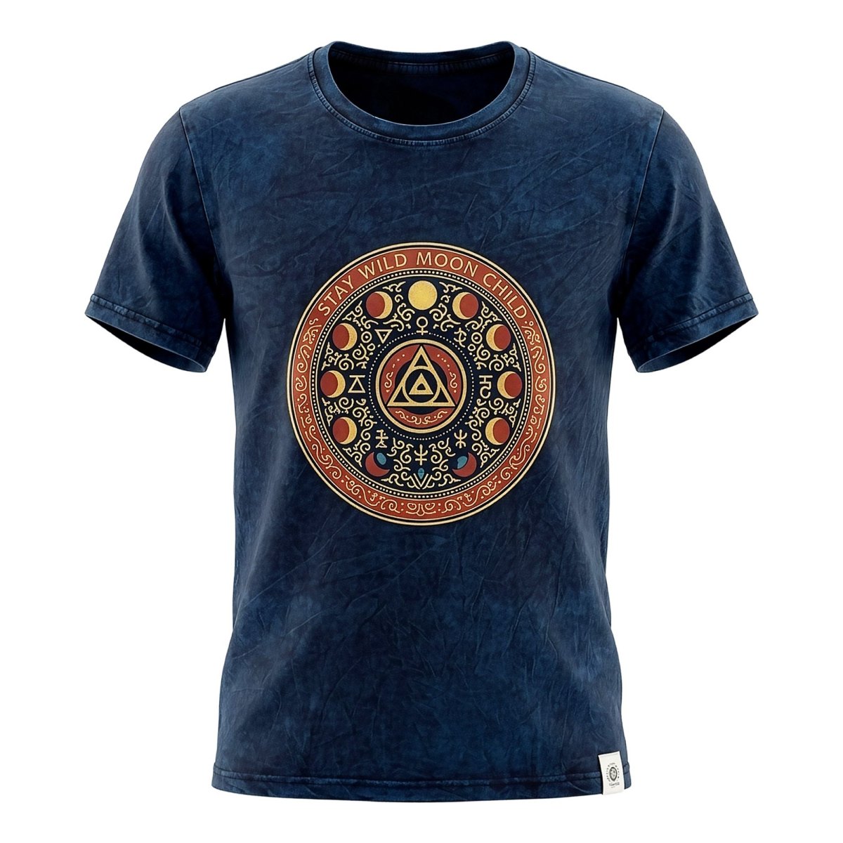 Nomad Sari Stay Wild Moon Child Stonewashed Cotton T-Shirt – Blue – Size L