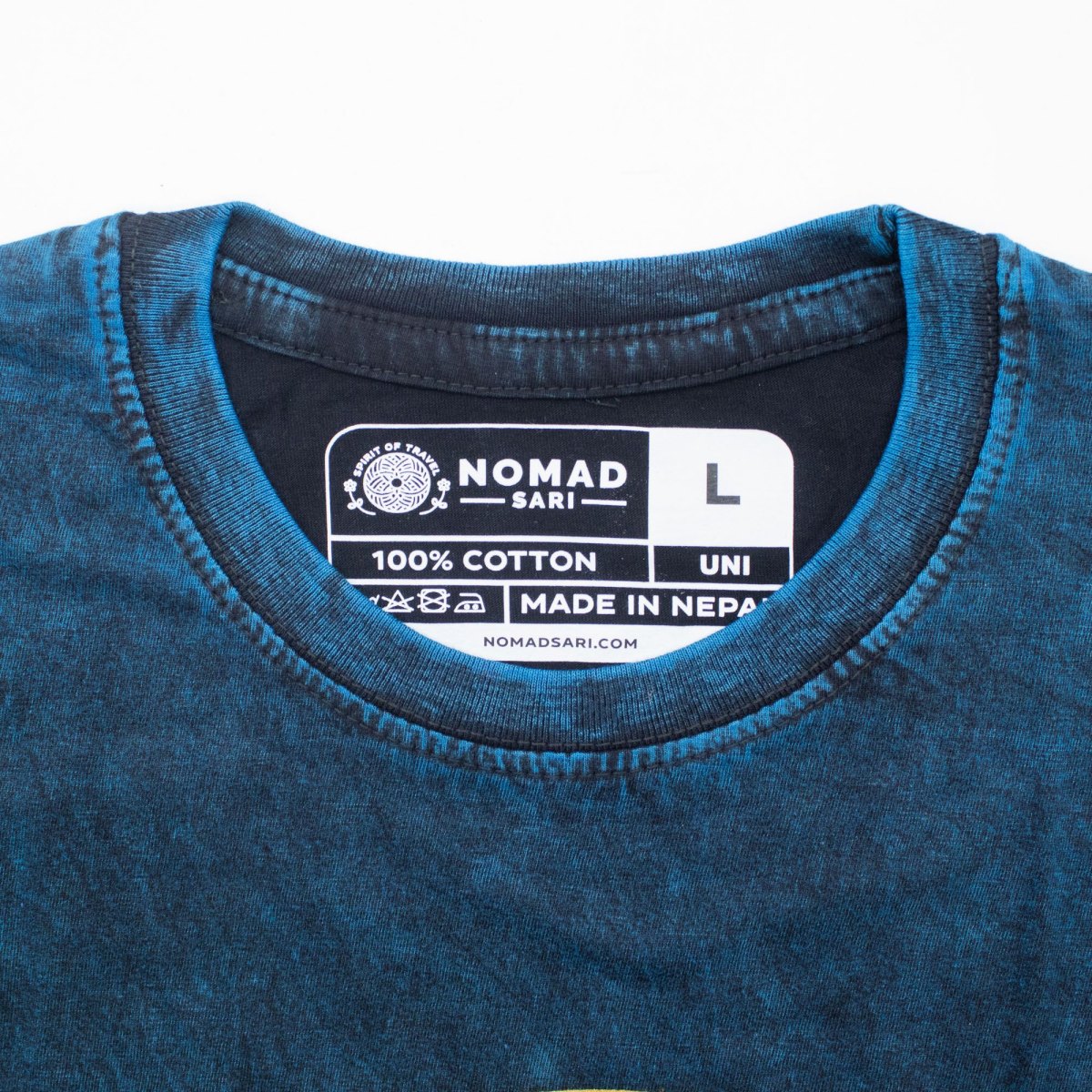 Nomad Sari Stay Wild Moon Child Stonewashed Cotton T-Shirt – Blue – Size L1