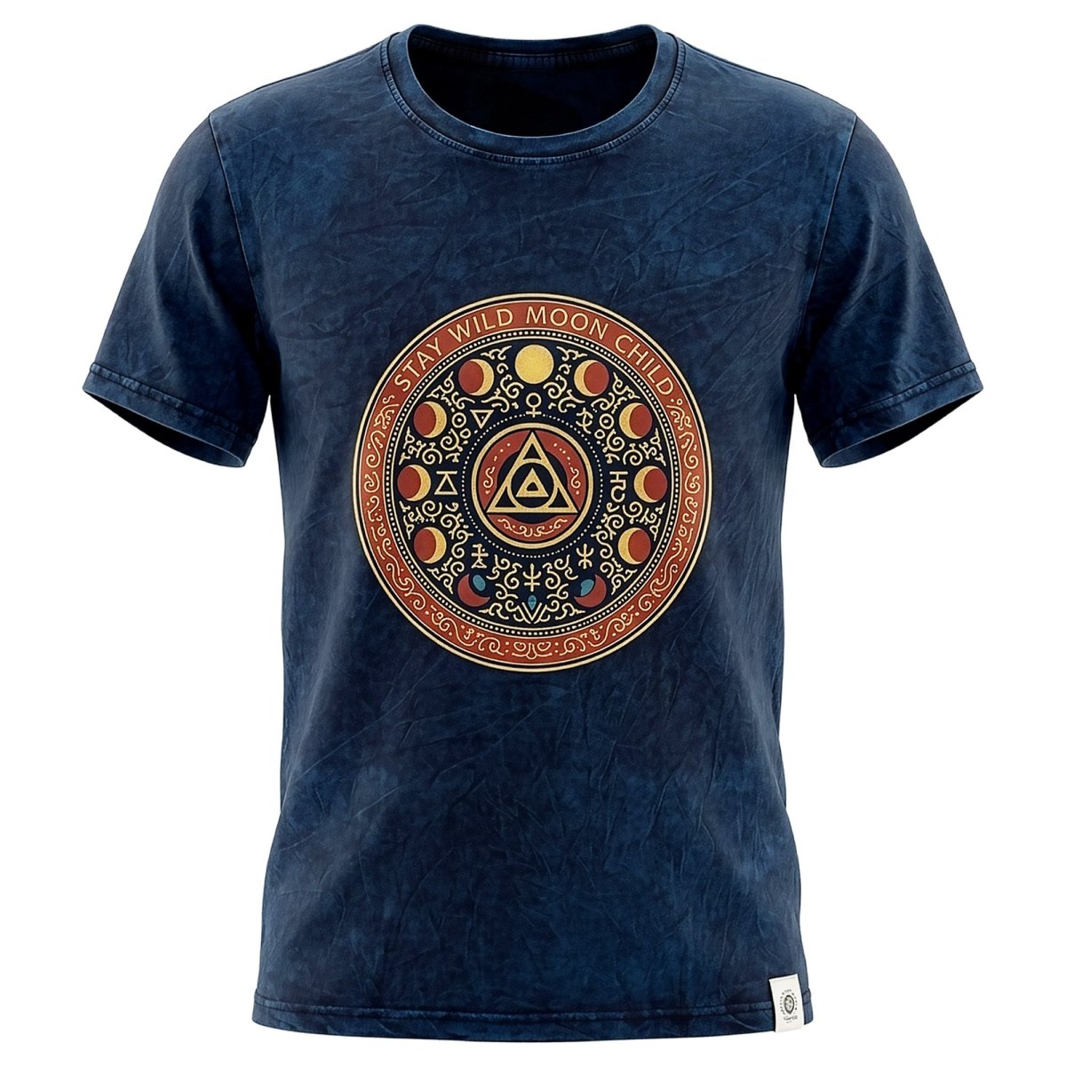 Nomad Sari Stay Wild Moon Child Stonewashed Cotton T-Shirt – Blue – Size XL