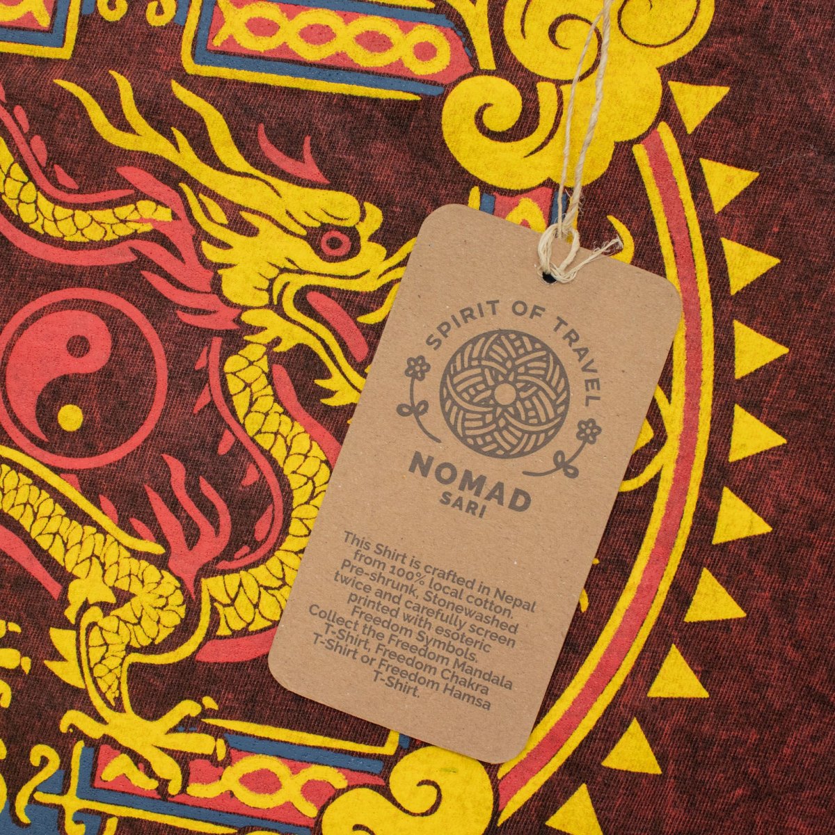 Nomad Sari Dragon Mandala Stonewashed Cotton T-Shirt – Maroon – Size L3