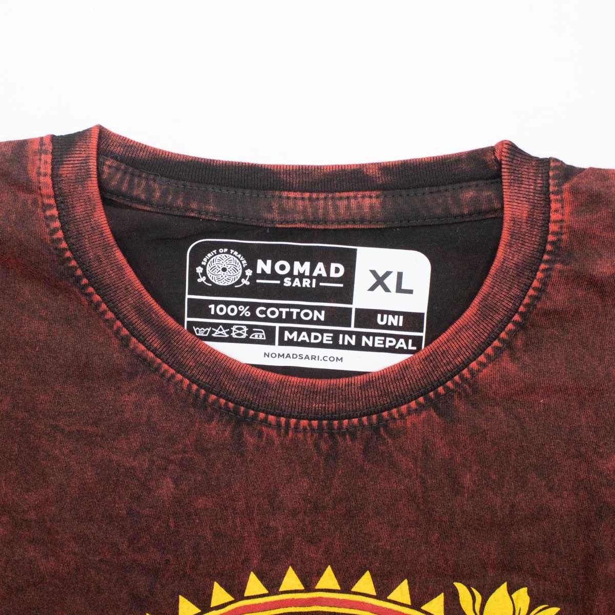 Nomad Sari Dragon Mandala Stonewashed Cotton T-Shirt – Maroon – Size XL1