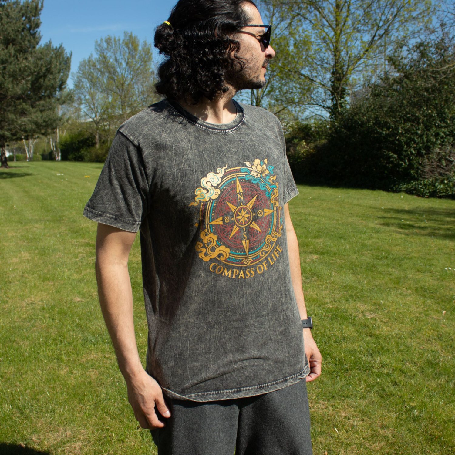 Nomad Sari Compass of Life Stonewashed Cotton T-Shirt – Charcoal – Size S5