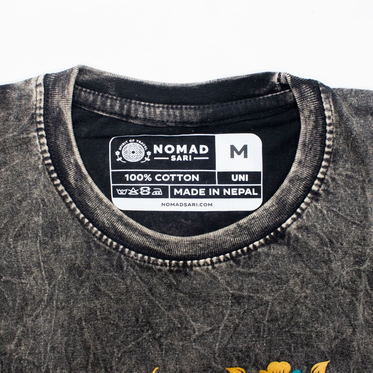 Nomad Sari Compass of Life Stonewashed Cotton T-Shirt – Charcoal – Size M1