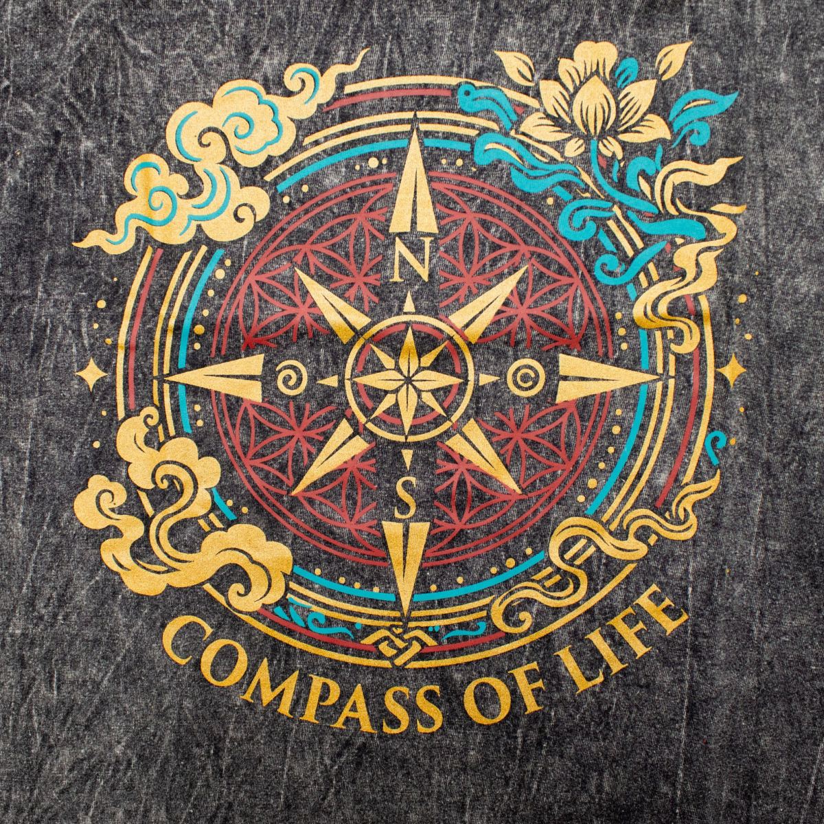 Nomad Sari Compass of Life Stonewashed Cotton T-Shirt – Charcoal – Size M4