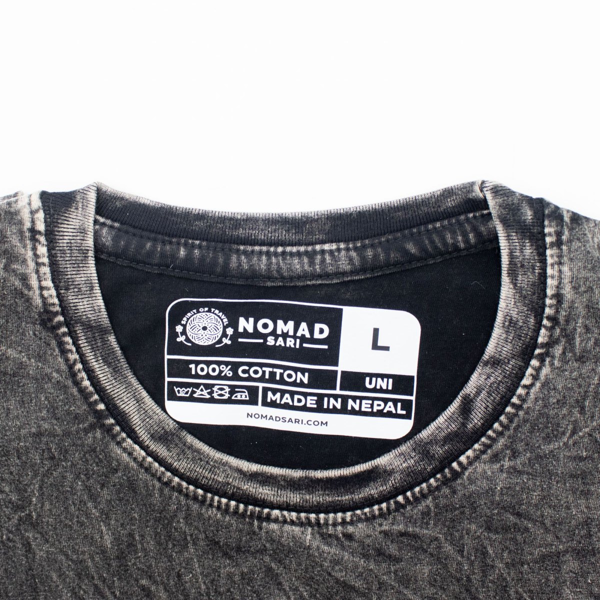 Nomad Sari Compass of Life Stonewashed Cotton T-Shirt – Charcoal – Size L1