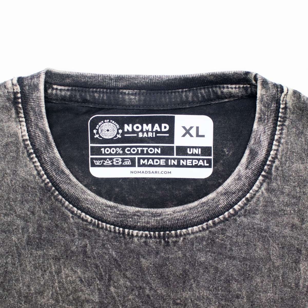 Nomad Sari Compass of Life Stonewashed Cotton T-Shirt – Charcoal – Size XL1