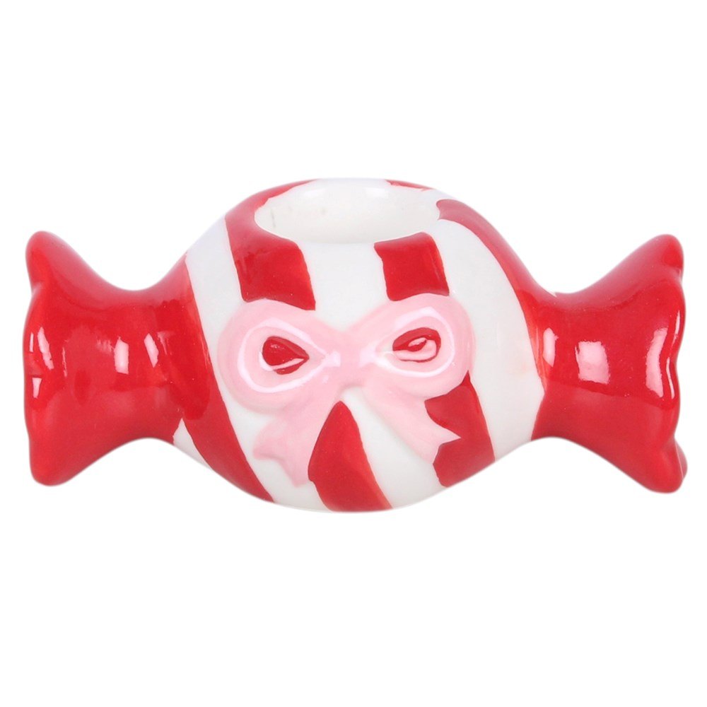 Christmas Candy Ceramic Taper Candle Holder1