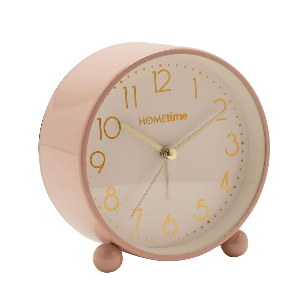 Hometime Blush Metal Alarm Clock with Light & Snooze1