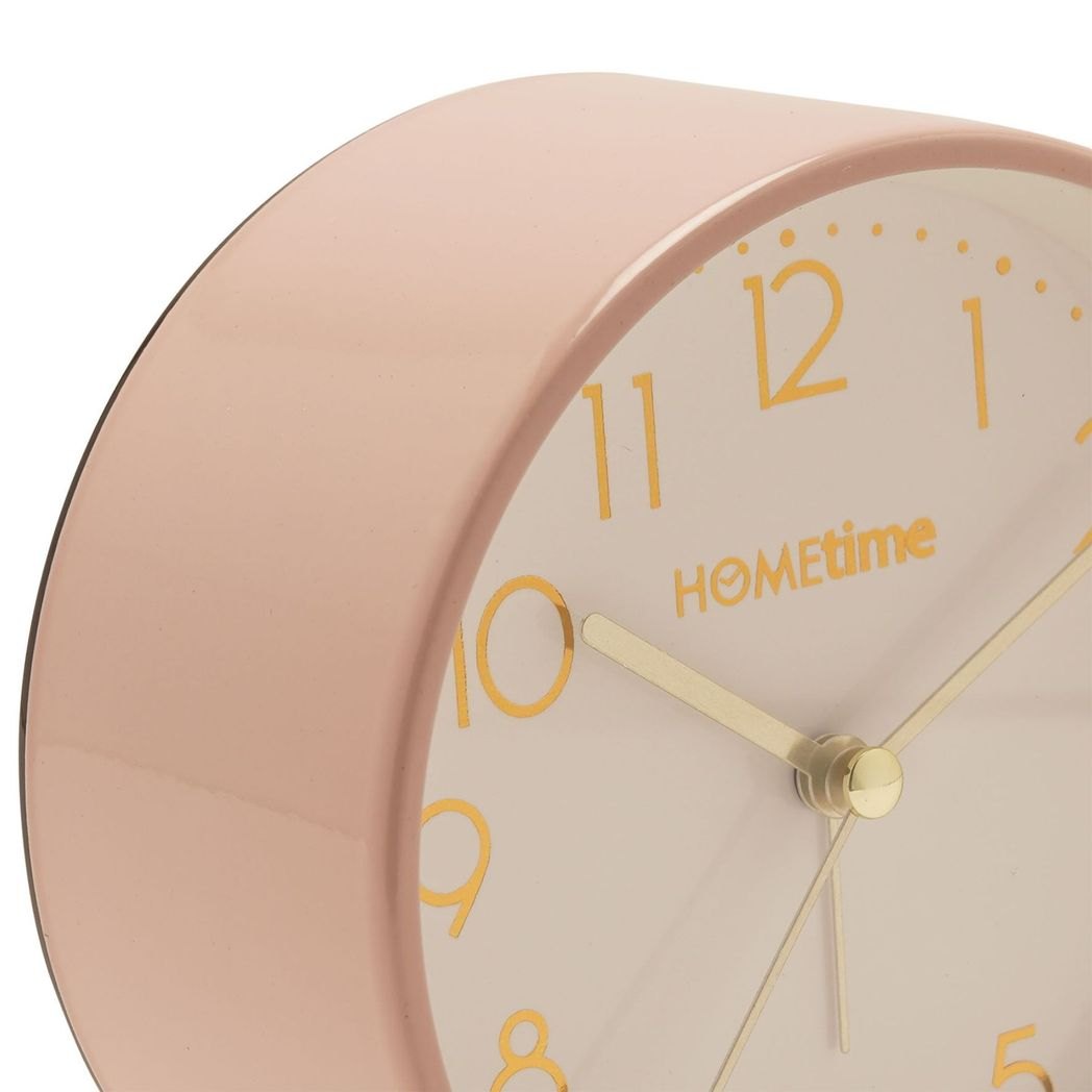 Hometime Blush Metal Alarm Clock with Light & Snooze2