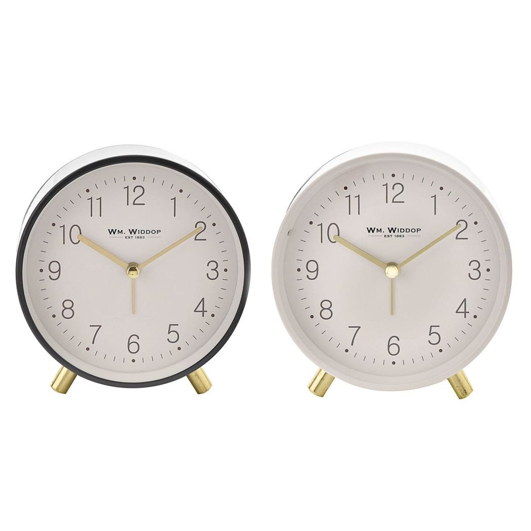 Hometime Grey Round Alarm Clock with Gold Feet, Light & Snooze3