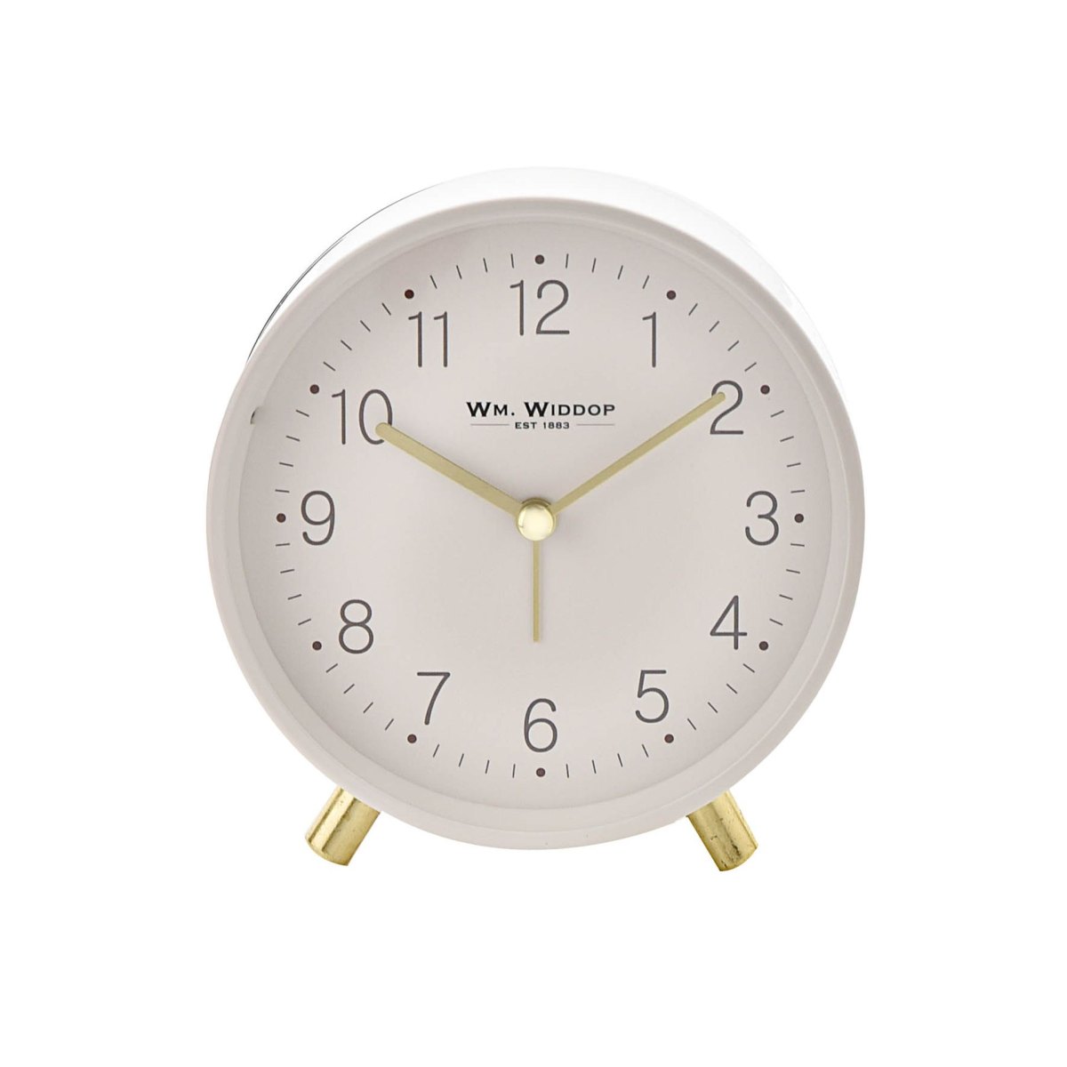 Hometime White Round Alarm Clock with Gold Feet, Light & Snooze