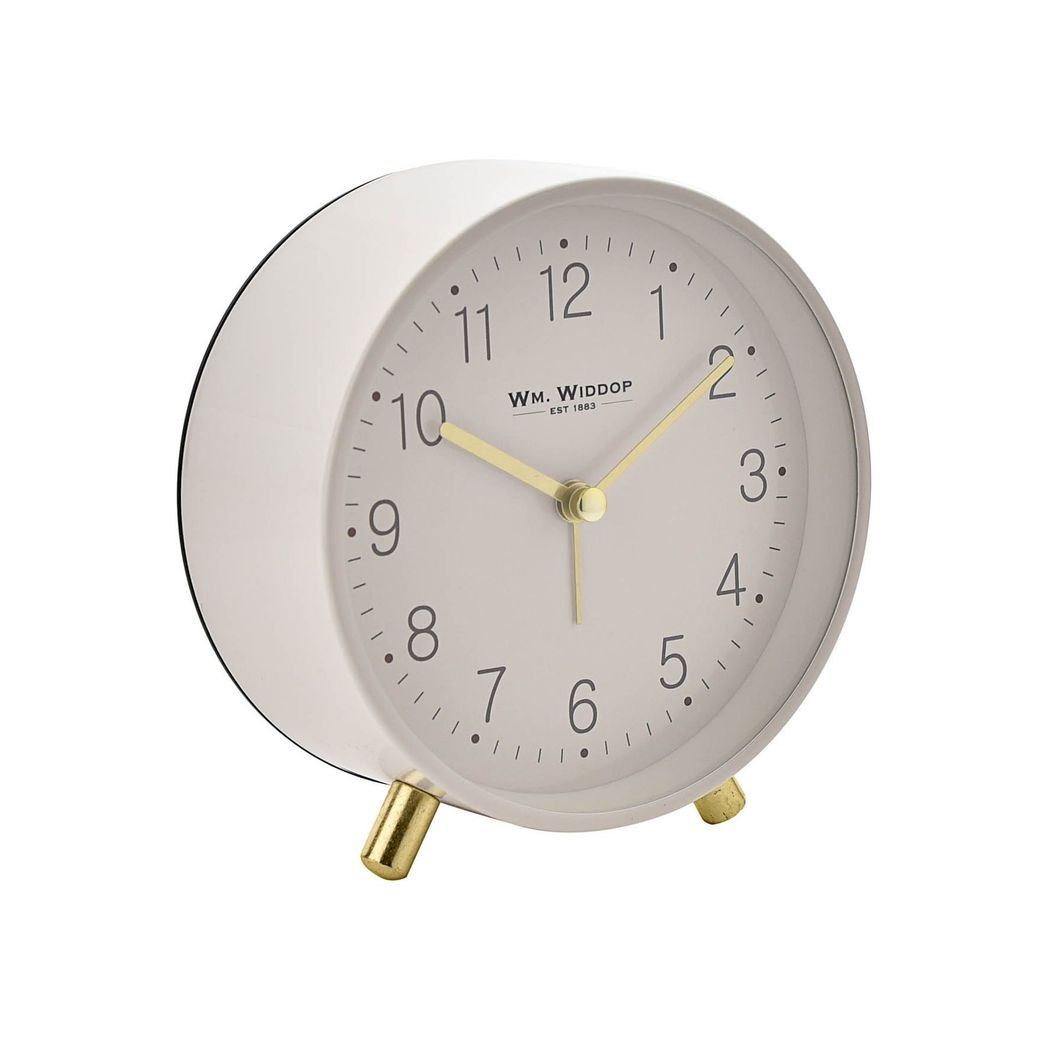 Hometime White Round Alarm Clock with Gold Feet, Light & Snooze2