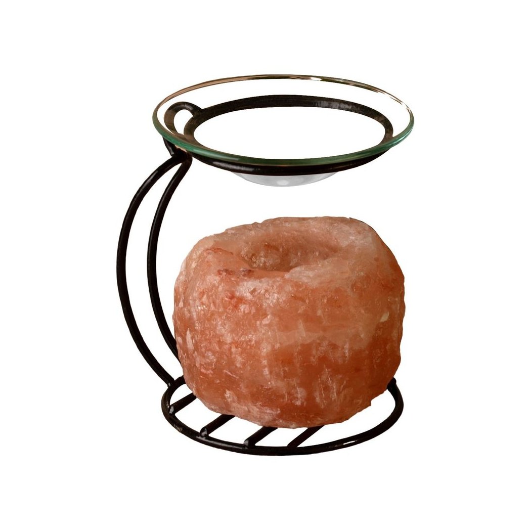 Hestia Himalayan Rock Salt Oil Burner on Metal Stand