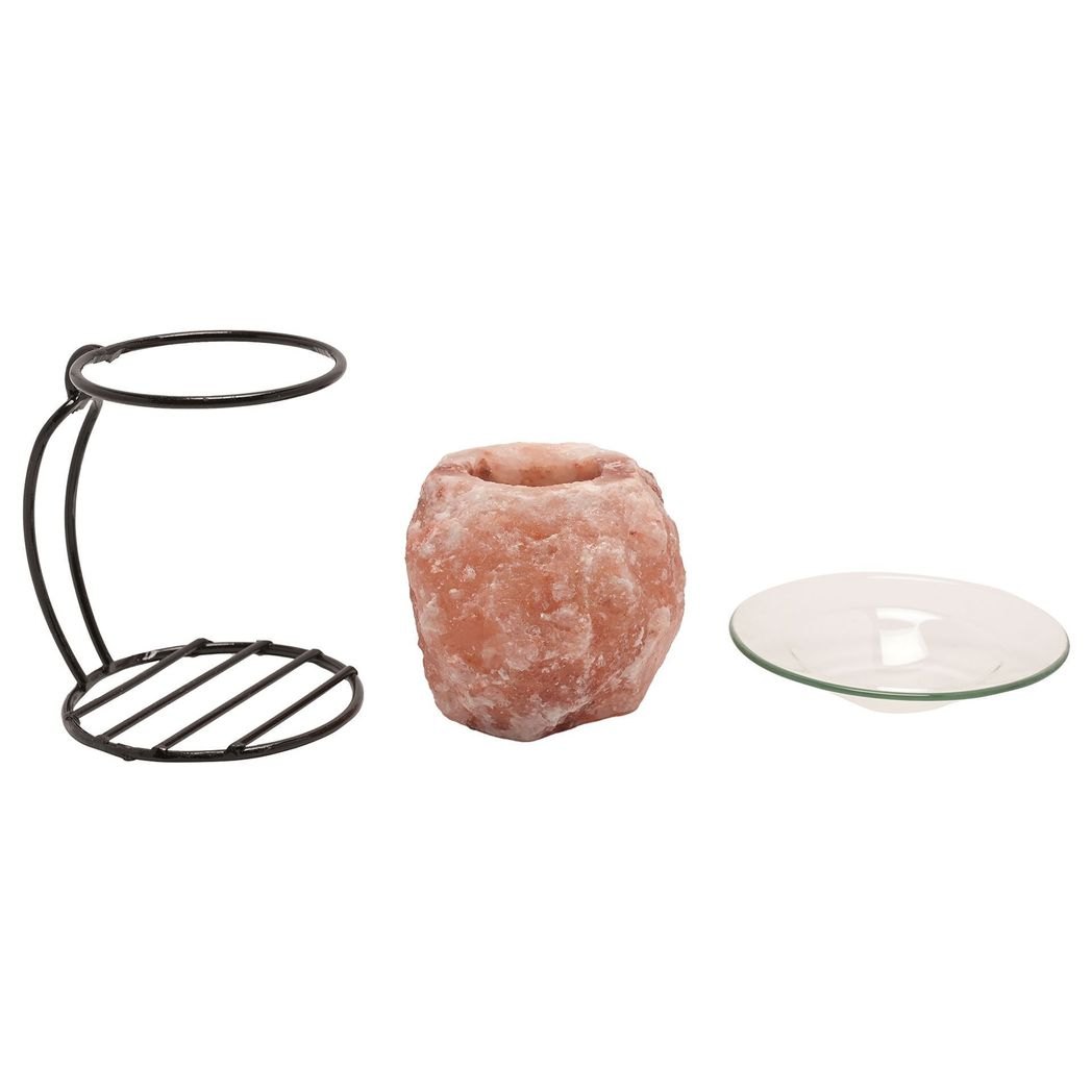 Hestia Himalayan Rock Salt Oil Burner on Metal Stand2