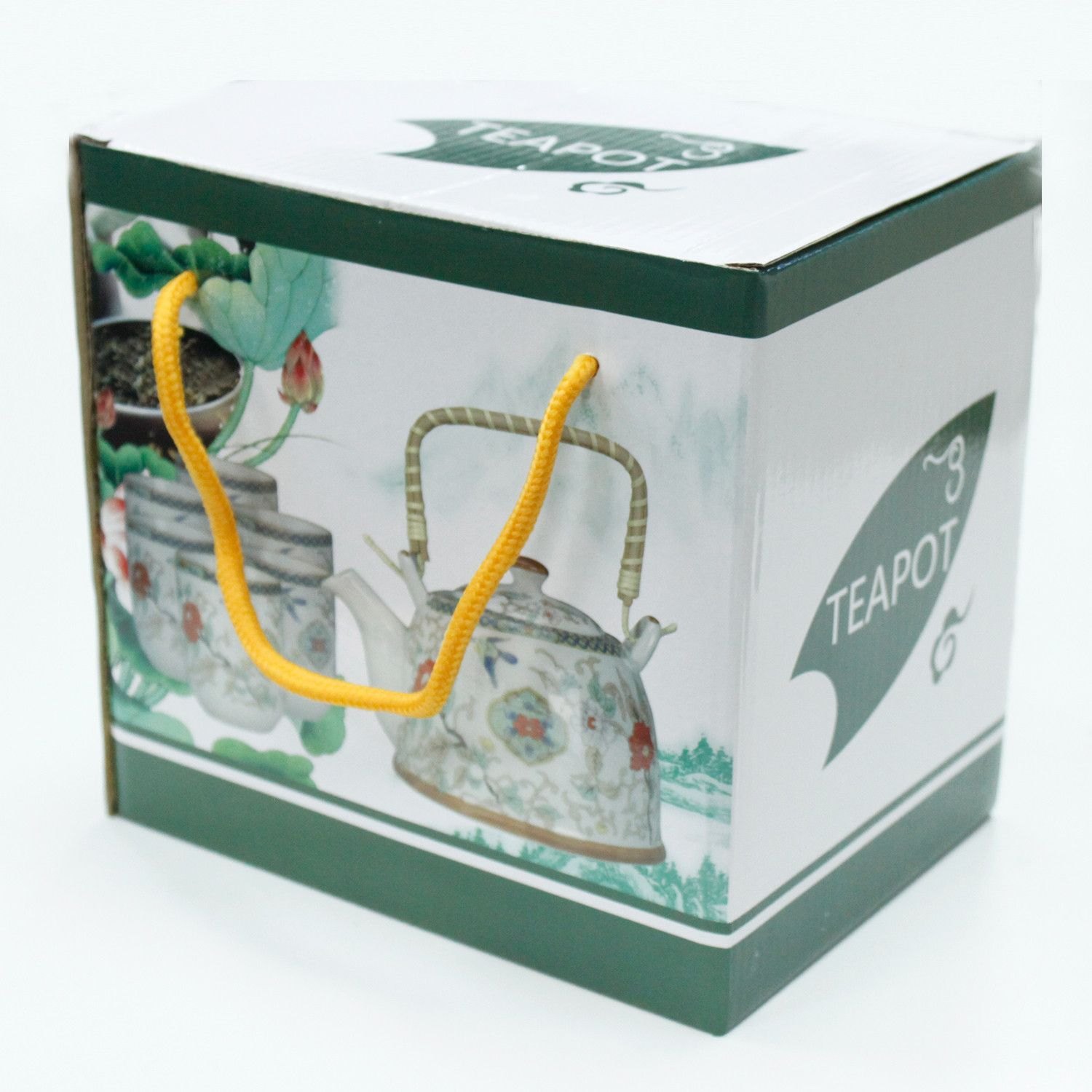 Butterfly Ceramic Herbal Teapot Set with Infuser & 6 Cups3