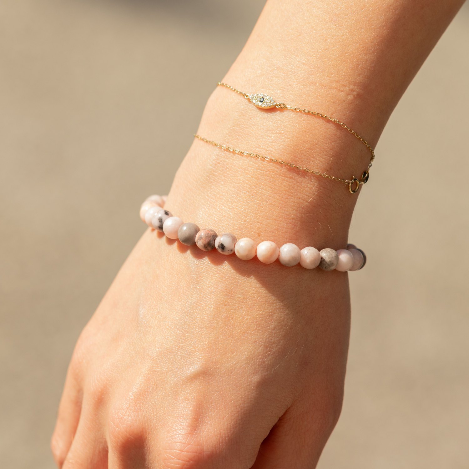 Petite Power Bracelet – Pink Jasper – 17cm x 6mm1