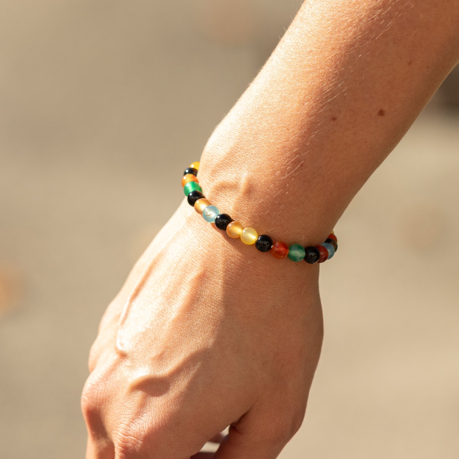 Petite Power Bracelet – Rainbow Jade – 17cm x 6mm1