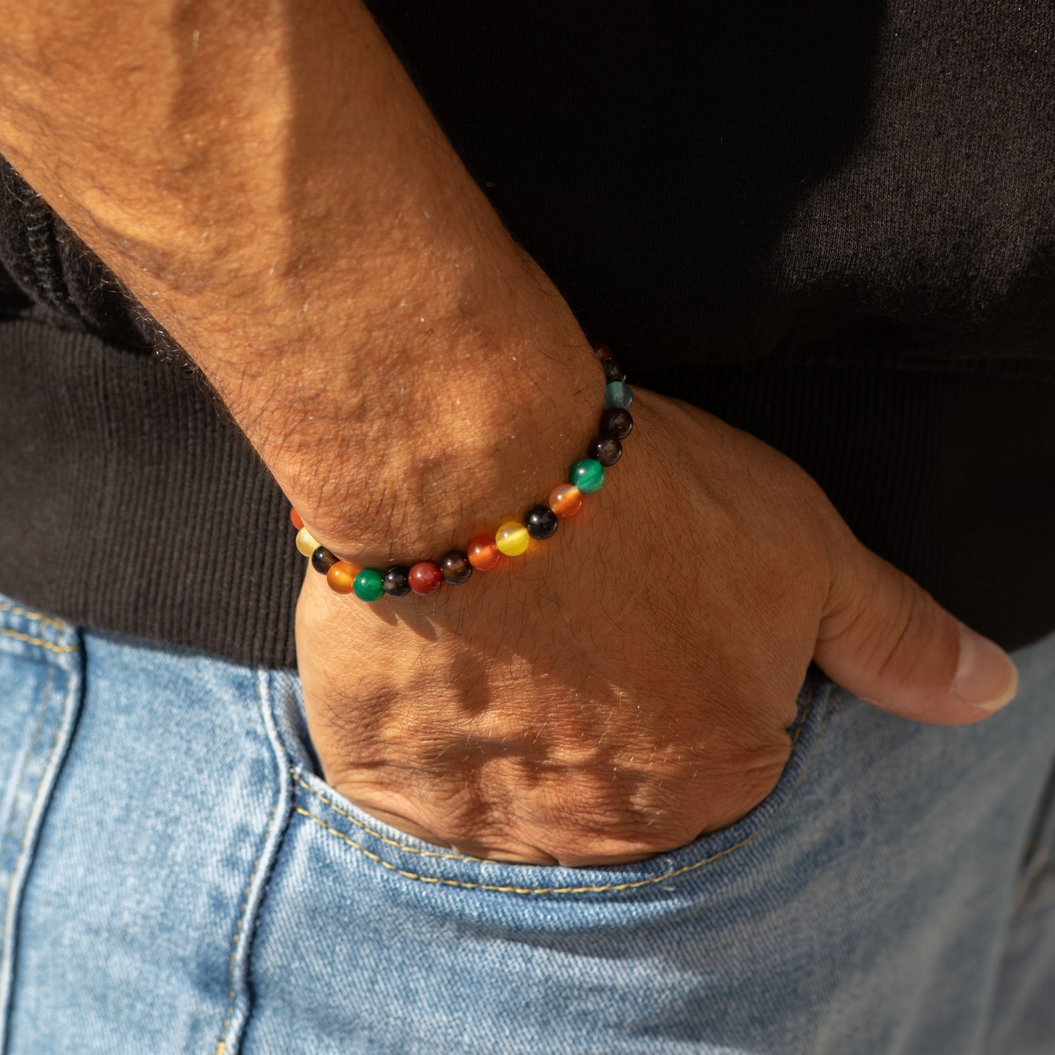 Petite Power Bracelet – Rainbow Jade – 17cm x 6mm5