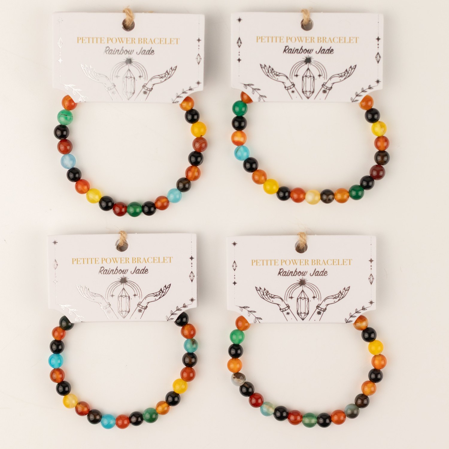 Petite Power Bracelet – Rainbow Jade – 17cm x 6mm6