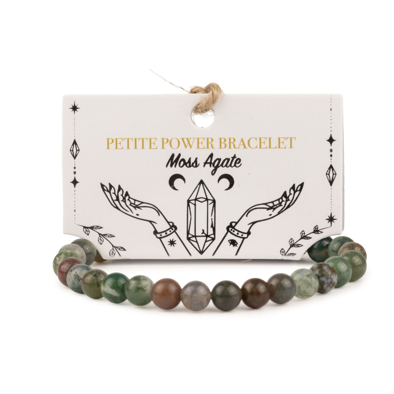 Petite Power Bracelet – Moss Agate – 17cm x 6mm